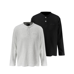 s45 华夫格纯色长袖简约百搭通勤宽松T恤休男休闲情侣上衣