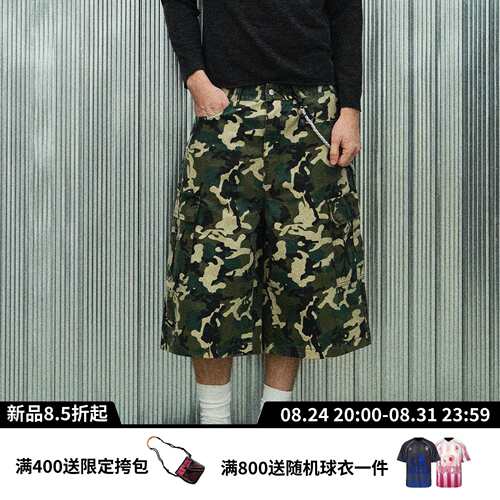 s45 迷彩格纹工装短裤休闲夏季直通潮流宽松七分裤