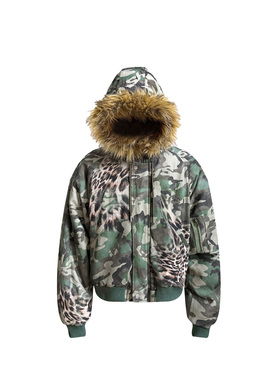 【年终 粉丝福利款】s45 迷彩豹纹打印N2b 毛领 bomber棉服外套