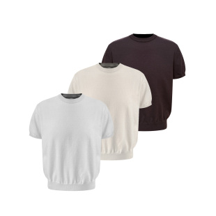 s45短款 t恤打底男女 收腰圆领含6%绵羊毛针织纯色短袖