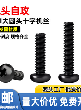 BM黑色大圆头螺丝 盘头十字螺丝钉M4*5-6-8-10-12-14-16-18-25-30