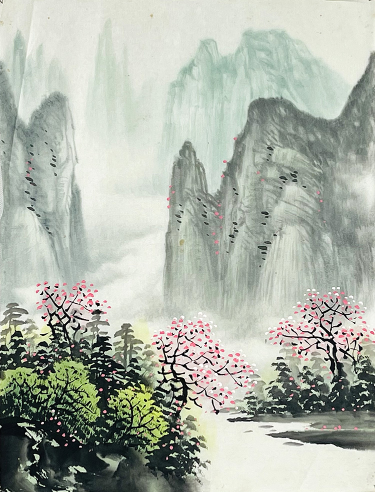 字画捡漏山水国画写意水墨画竖幅纯手绘原稿特价促销无落款题款