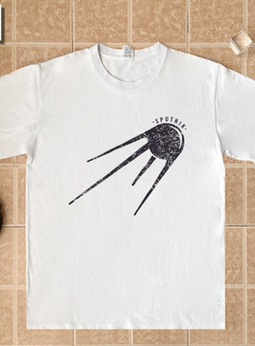 Sputnik斯普特尼克人造地球卫星纪念科普航天宽松衣服纯棉短袖T恤