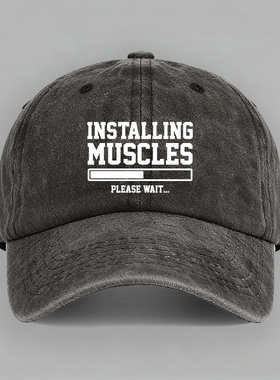 INSTALLING MUSCLES 有趣味设计恶搞健身纯棉棒球帽鸭舌帽子防晒