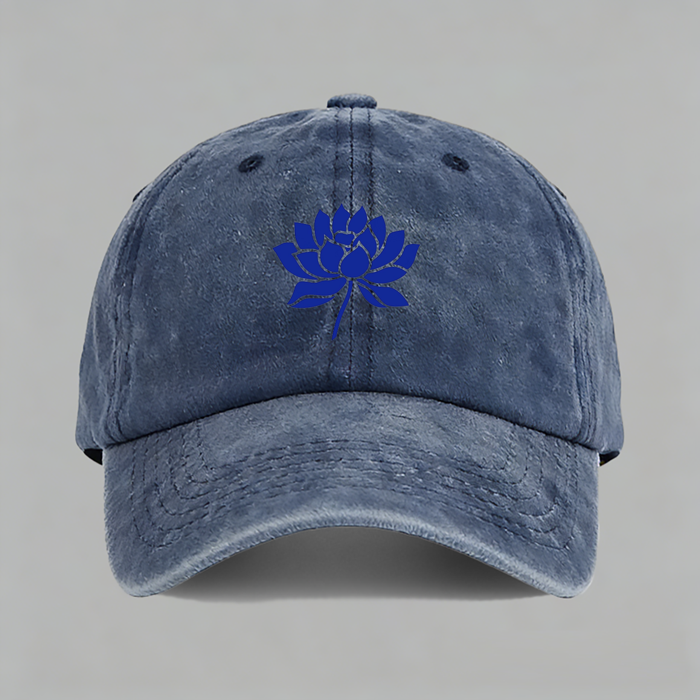 蓝莲花致敬许巍简约佛系创意设计棒球帽子水洗鸭舌帽