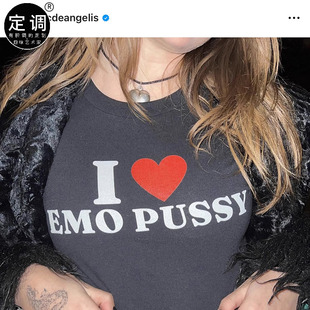 Maneskin贝斯手Victoria De Angelis衣服EMO PUSSY摇滚乐队t