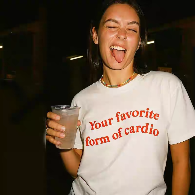 favorite form of cardio 有氧运动训练健身趣味英文短袖T恤纯棉