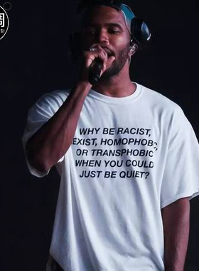 Frank Ocean WHY RACIST 法海纽约音乐节字母衣服纯棉短袖宽松t恤