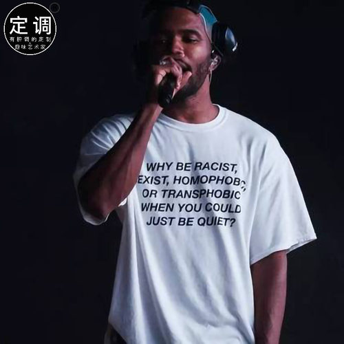 Frank Ocean WHY RACIST 法海纽约音乐节字母衣服纯棉短袖宽松t恤