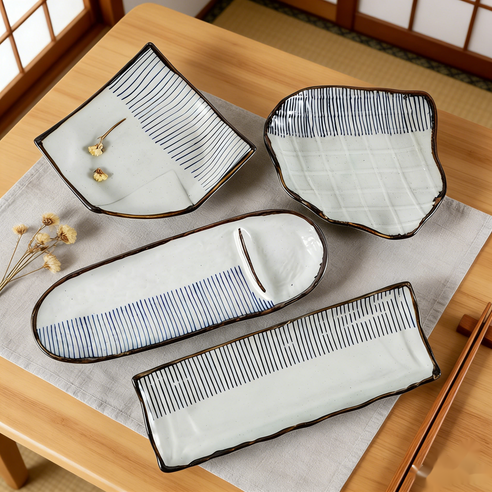 三分烧原创日式陶瓷餐具创意盘一人食盖碗子釉下彩冷菜盘家用饭盘,餐饮具,盘,淘宝优惠券,粉丝福利购,淘宝优惠卷