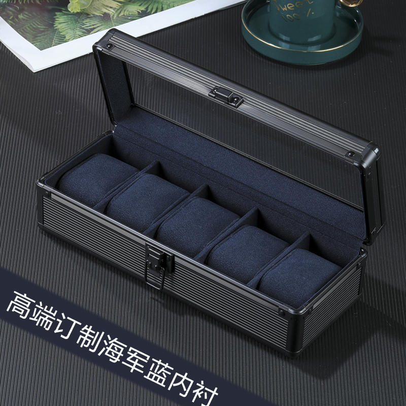 手表收纳盒典雅黑透明玻璃手表盒配表枕手工制作升级热销品牌直营