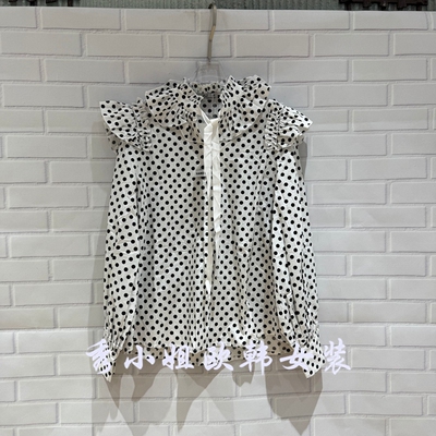 欧洲站2026春季新款荷叶边波点衬衫女长袖宽松休闲百搭上衣848