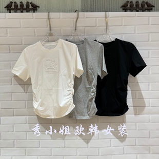欧洲站2026夏季 时尚 百搭显瘦圆领短袖 T恤女宽松上衣潮3522 新款
