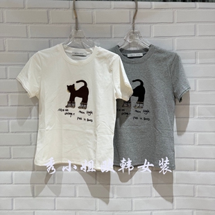 T恤女宽松潮70318 百搭圆领卡通印花短袖 欧洲站2026春季 新over时尚