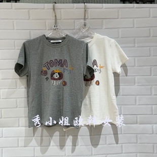 百搭圆领卡通印花短袖 over时尚 T恤女宽松70328 新款 欧洲站2026春季