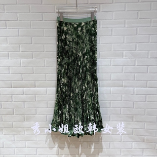时尚 松紧腰碎花百褶减龄百搭半身裙女53449 新款 欧洲站2026夏季