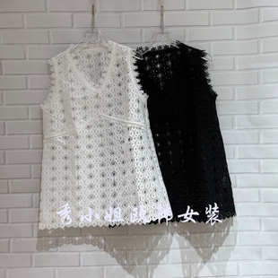 欧洲站2026春夏款 V领蕾丝镂空时尚 百搭背心无袖 内搭上衣女382 法式