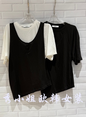 欧洲站2026春季新款PH23时尚百搭圆领短袖T恤两件套潮5342