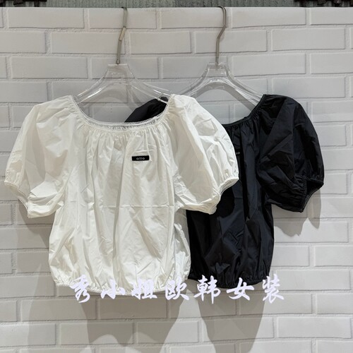 欧洲站2026夏新款PH23洋气圆领泡泡袖宽松短袖衬衫百搭显瘦68575