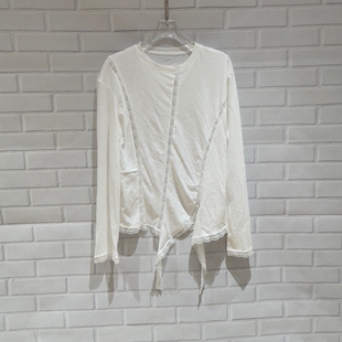 百搭圆领拼接蕾丝边长袖 PH时尚 T恤女宽松2035 新MY 欧洲站2026春季