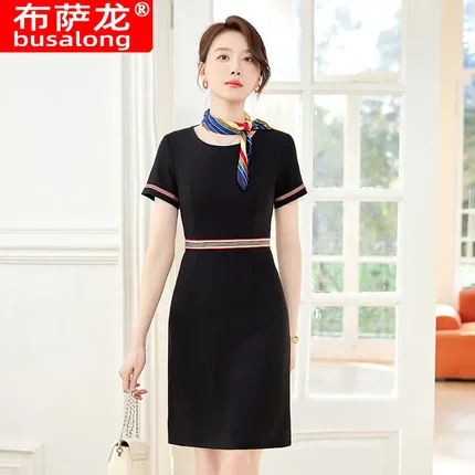 职业连衣裙女夏季新款时尚气质工装夏装短袖正装大码一步裙工作裙