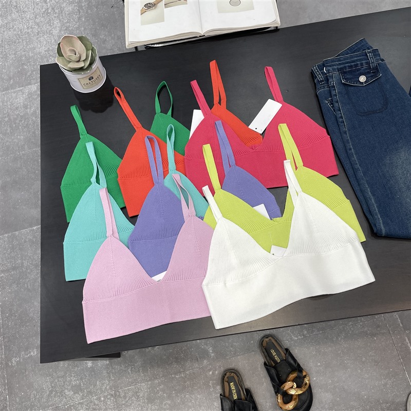 多巴胺美背V领背心吊带女春季修身显瘦辣妹短款上衣B#21