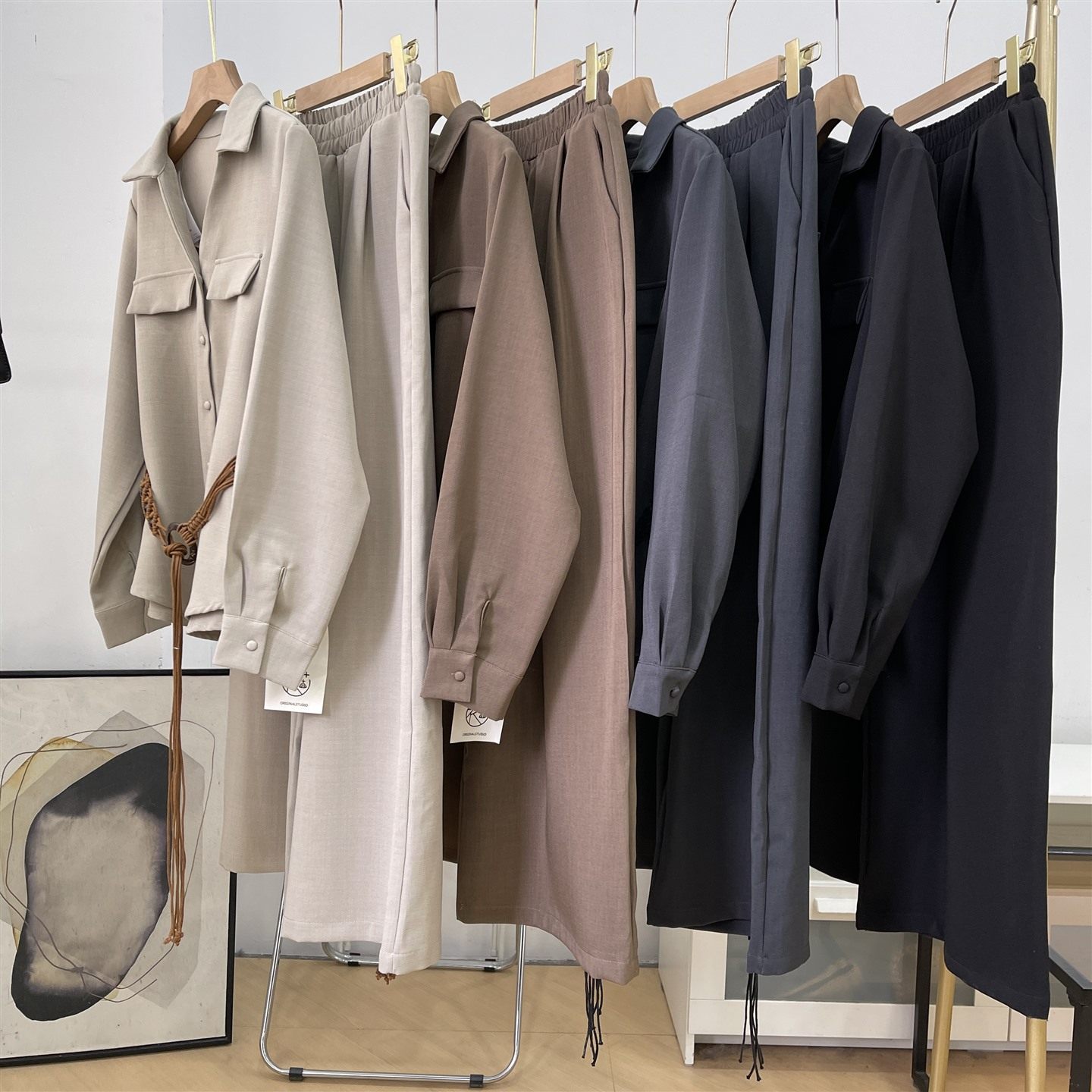 两件套装温柔衬衫女搭纯色松紧直筒裤两件套装L#14,女装/女士精品,时尚套装,淘宝优惠券,粉丝福利购,淘宝优惠卷