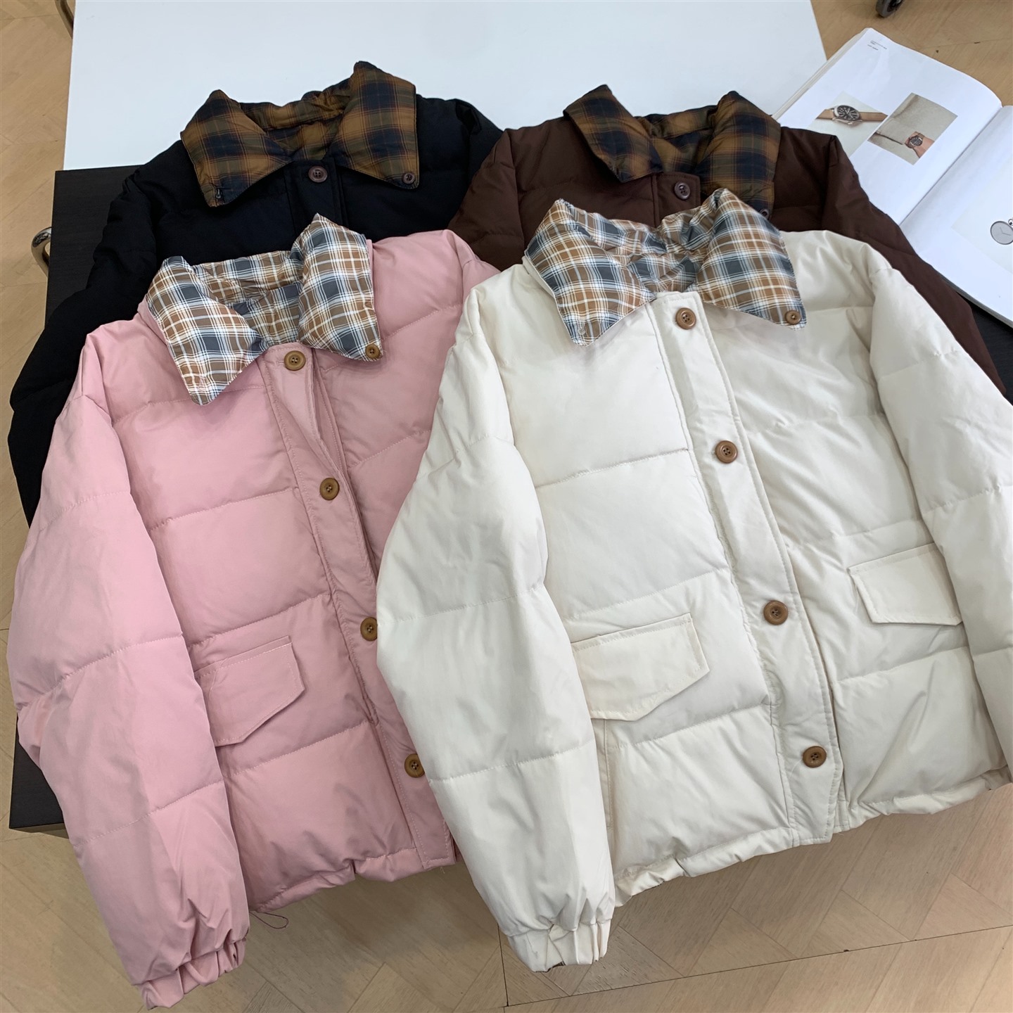 秋冬新款时尚百搭气质慵懒风休闲宽松显瘦长袖棉服K#2