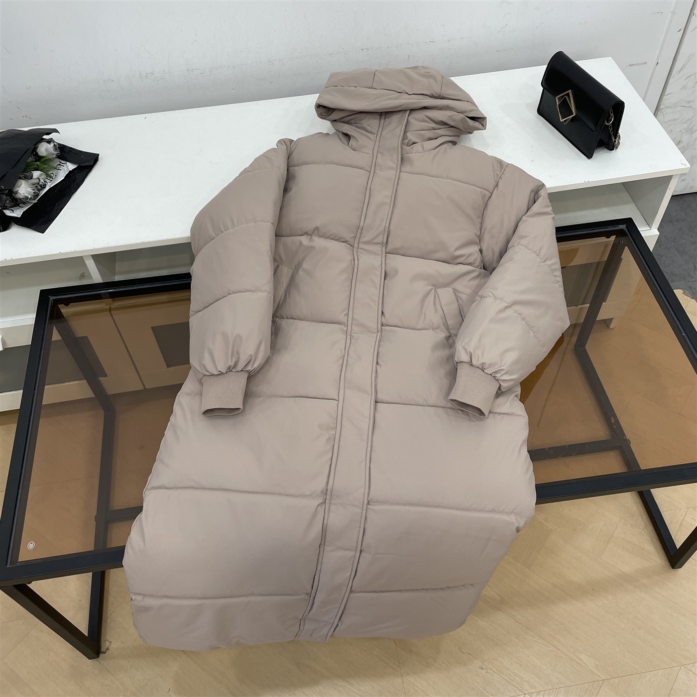 棉服女长款冬季新款加厚宽松过膝气质风长棉服外套K#30