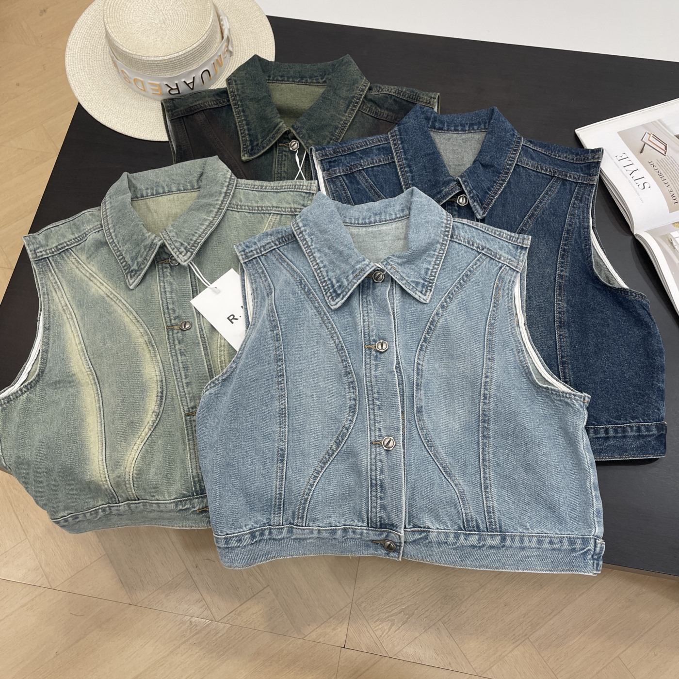 牛仔马甲外套复古时尚宽松休闲无袖上衣秋季新款女J#12