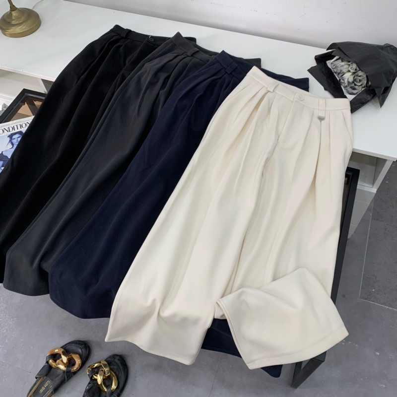 2025冬季新款韩版设计感高腰宽松百搭阔腿休闲裤 L#27