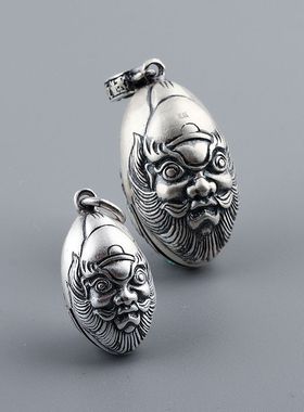 男款足银挂件吊坠大小版钟馗铃铛