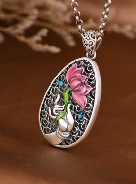 足银莲花毛衣坠空心挂件秋冬女款