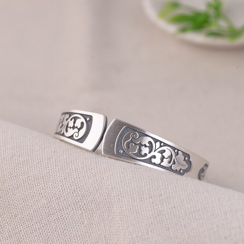 ANCIENT SILVER SHOP PURE SILVER 999 RETRO CRAFT BRACELET WOMENS CHINESE STYLE HANDMADE SILVER FLOWER EXAGGERATED SILVER BRACELET