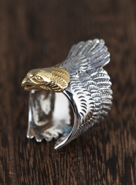 老鹰戒指复古工艺小众设计朋克风