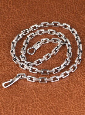 古巴链足银项链复古工艺个性男款