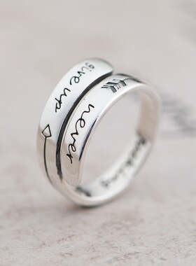 纯银复古英文字母个性朋克风戒指
