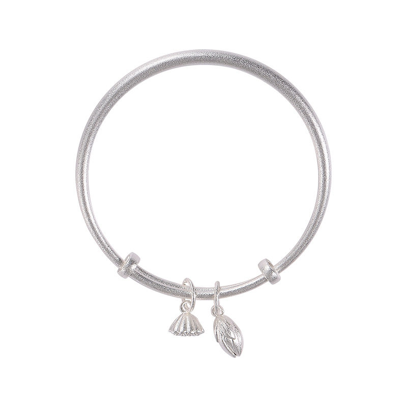 ANCIENT SILVER SHOP S999 PURE SILVER ANCIENT SILVER BRACELET RETRO SIMPLE LOTUS FLOWER PUSH PULL LADIES BRACELET BRACELET
