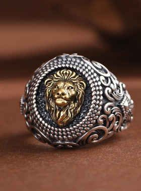 小众设计男士霸气开口狮子头戒指