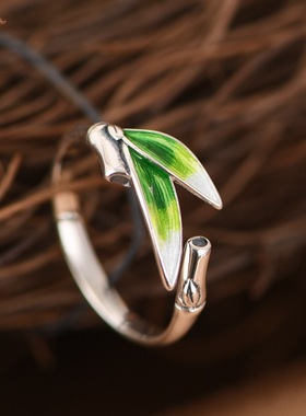 景泰蓝银戒指小众轻奢民族风女款