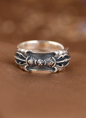 金刚杵纯银戒指复古工艺文玩男款