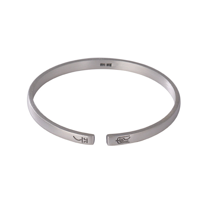 ANCIENT SILVER SHOP S999 PURE SILVER RETRO MATTE OLD-FASHIONED PERSONALITY SAFE AND VERSATILE OPEN MENS AND WOMENS OPEN BRACELET BRACELETS