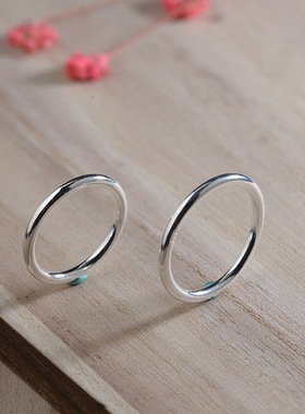 素圈指环银饰品实心戒指女款简约