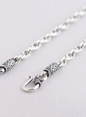 纯银项链水波纹复古个性时尚男款