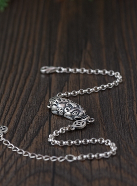 女古银铺s925纯银泰银款貔貅手链