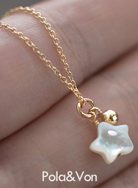 北极星S925银镀18K金幻彩白蝶贝简约美学风ins网红锁骨纯银项链