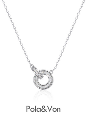 2024新款罗马圆环项链女轻奢高级设计感时尚气质双环相扣锁骨颈链