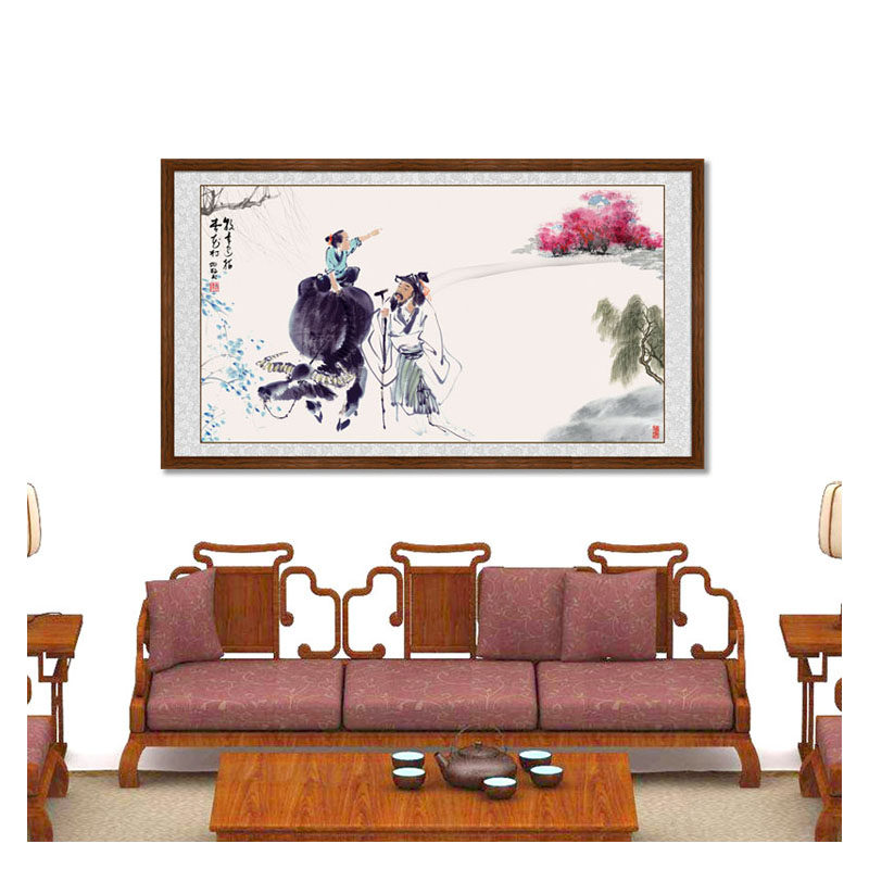 横幅中式牧童遥指杏花村装饰画
