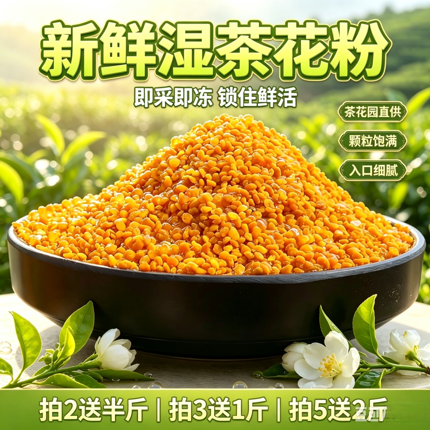 新鲜湿茶花粉 纯正 天然花粉  正品食用蜜蜂花粉未破壁自产500g