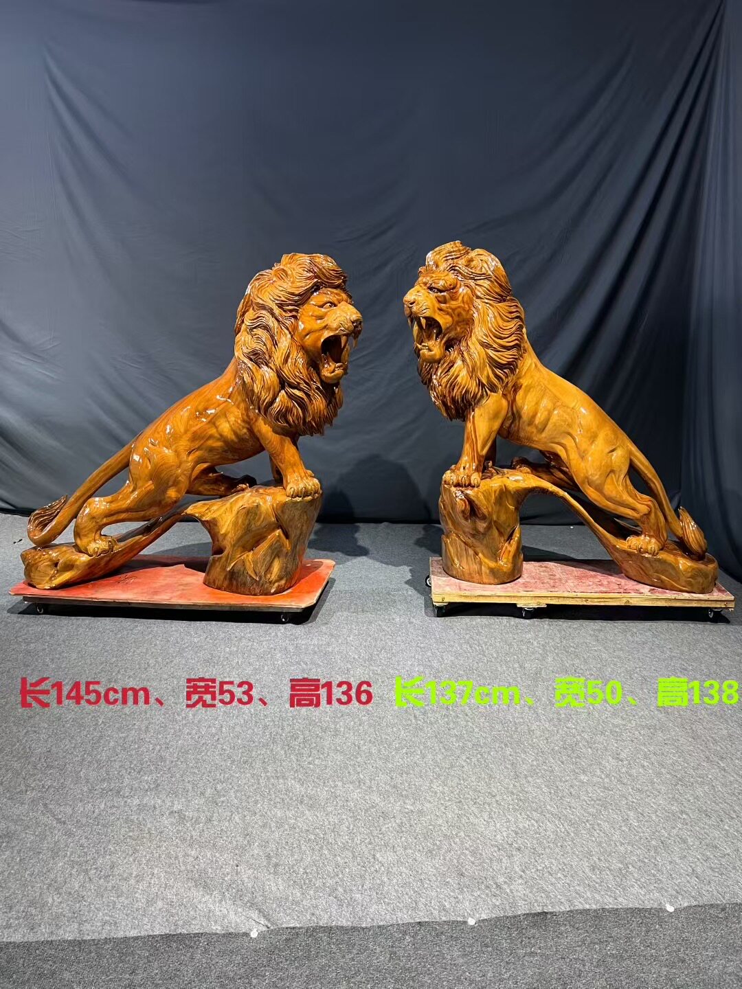 香樟木大狮子摆件实木雕刻工艺品客厅办公室装饰品乔迁开业礼品